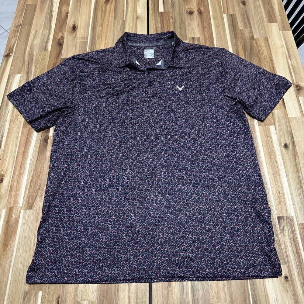Callaway Polo Shirt Mens XL Geometric Pepper Print Opti Dri Perfromance Golf